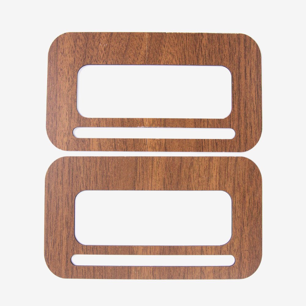 WOODEN BAG HANDLE - RECTANGULAR - 2 PIECES 16X9 CM - WALNUT