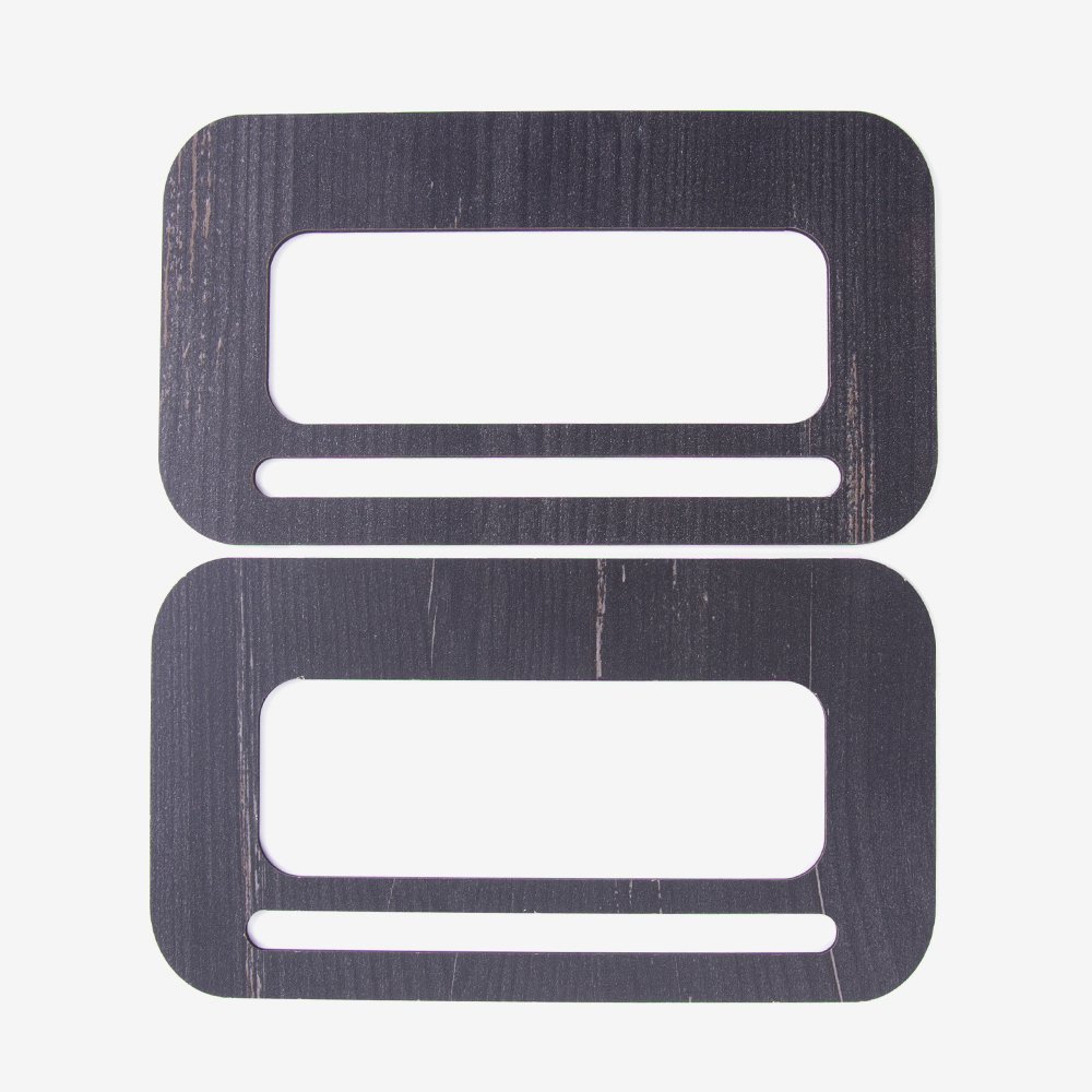 WOODEN BAG HANDLE - RECTANGULAR - 2 PIECES 16X9 CM - BLACK