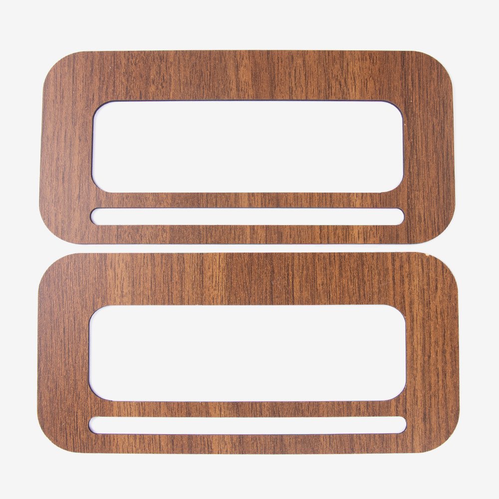 WOODEN BAG HANDLE - RECTANGULAR - 2 PIECES 20X10 CM - WALNUT