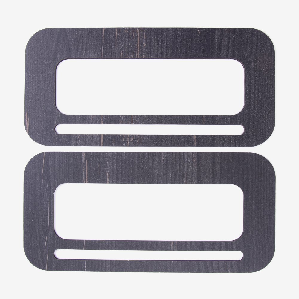 WOODEN BAG HANDLE - RECTANGULAR - 2 PIECES 20X10 CM - BLACK