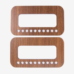 WOODEN BAG HANDLE - RECTANGULAR - PERFORATED - 2 PIECES 16X9 CM - WALNUT