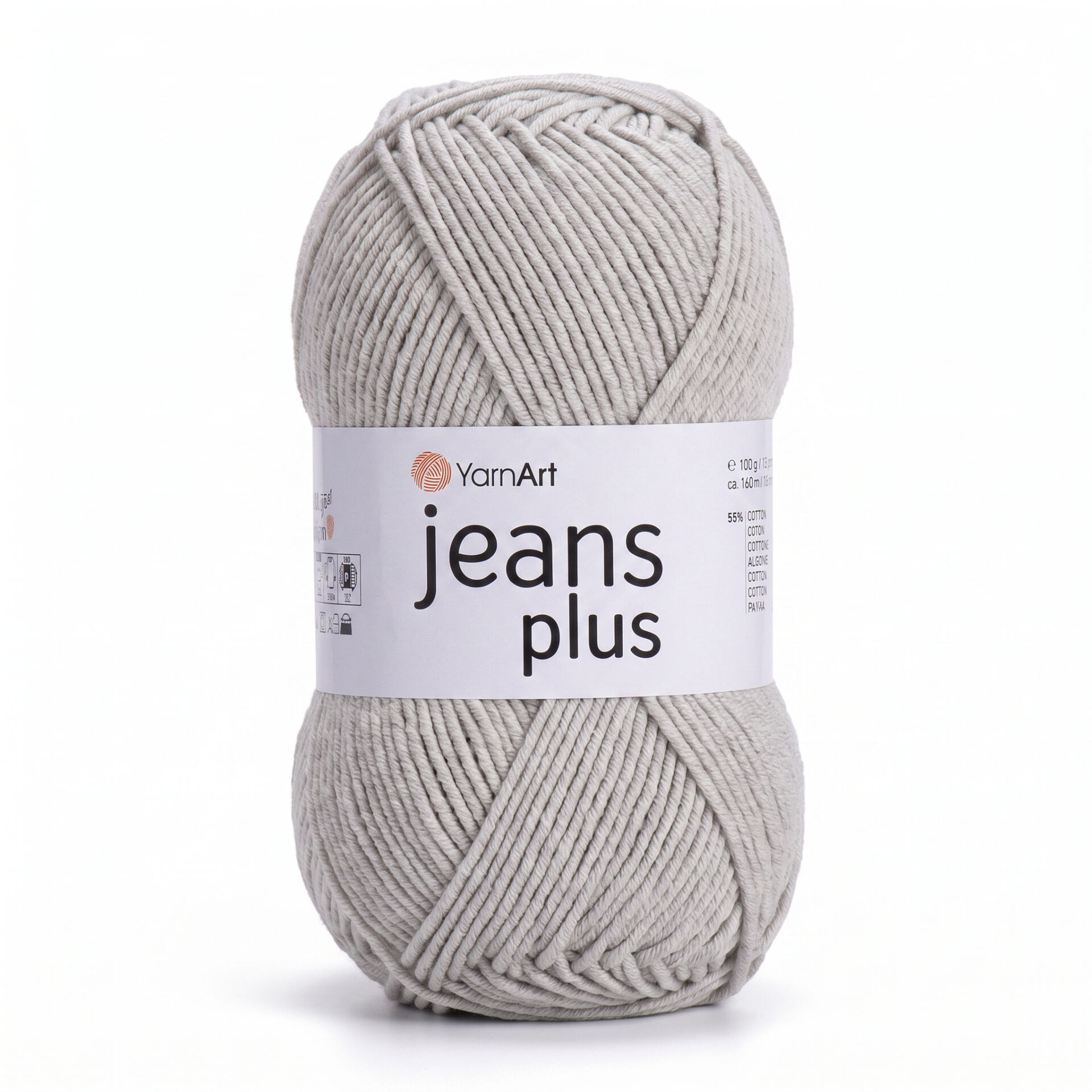 YARNART JEANS PLUS - KNITTING YARN LIGHT GREY - 49
