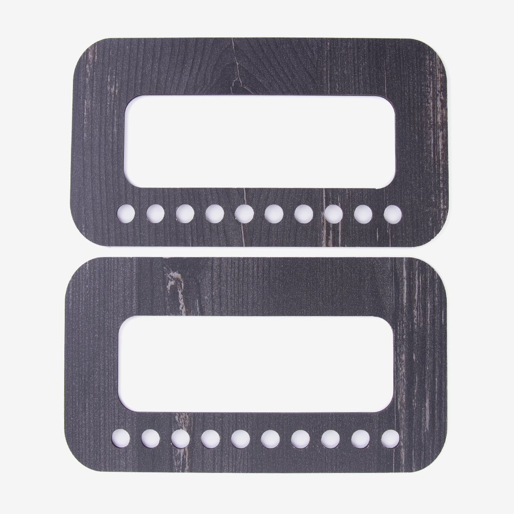 WOODEN BAG HANDLE - RECTANGULAR - PERFORATED - 2 PIECES 16X9 CM - BLACK