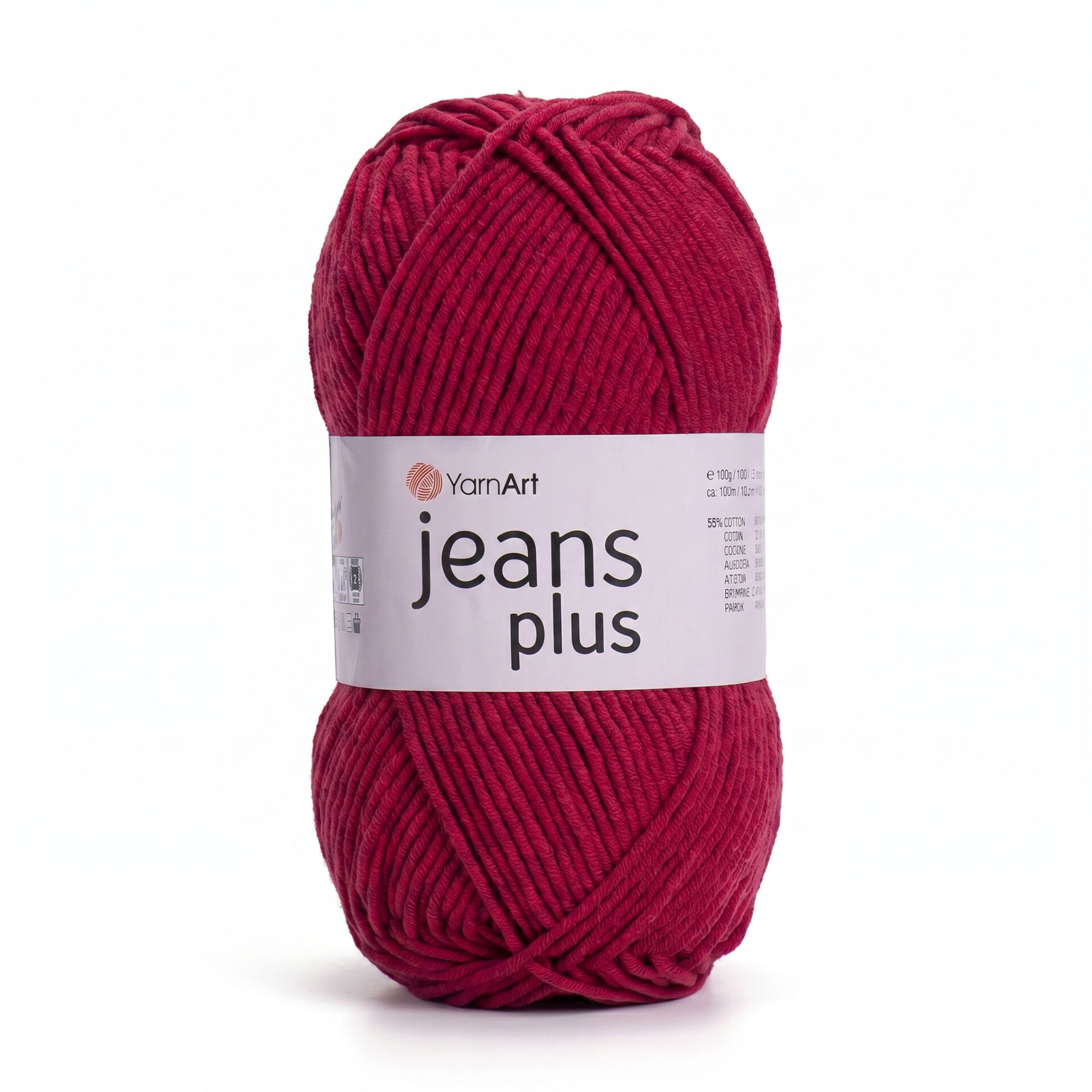 YARNART JEANS PLUS - KNITTING YARN DARK RED - 51
