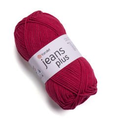 YARNART JEANS PLUS - KNITTING YARN DARK RED - 51