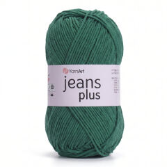 YARNART JEANS PLUS - KNITTING YARN DARK GREEN - 52