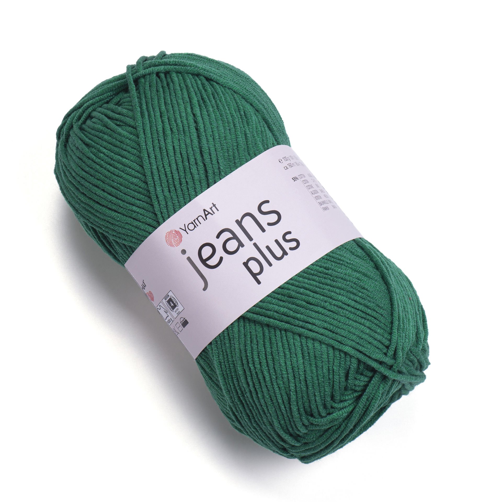 YARNART JEANS PLUS - KNITTING YARN DARK GREEN - 52