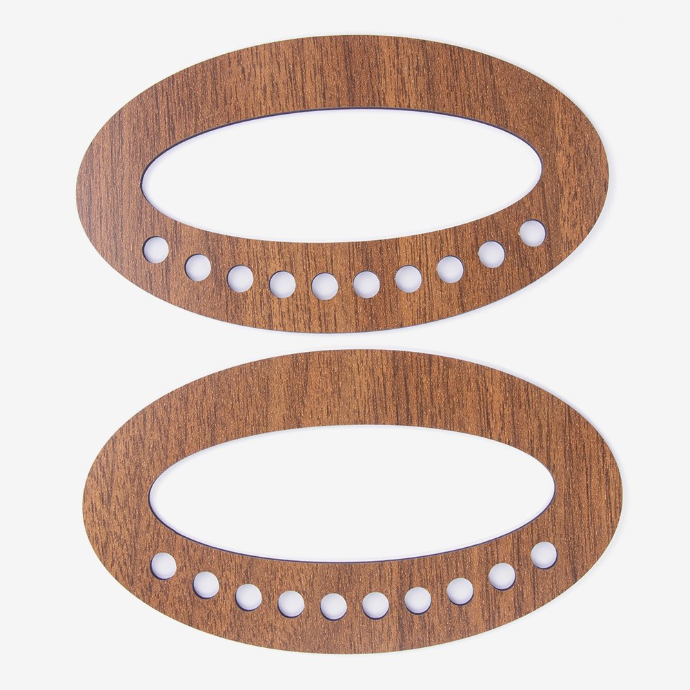WOODEN BAG HANDLE - OVAL - 2 PIECES 16X9 CM - WALNUT