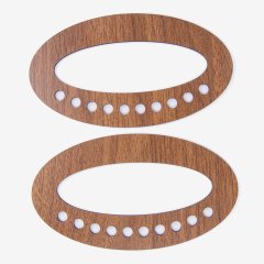 WOODEN BAG HANDLE - OVAL - 2 PIECES 16X9 CM - WALNUT
