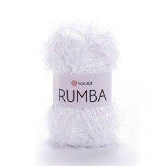 YARNART RUMBA - GLITTERY KNITTING YARN WHITE - 106