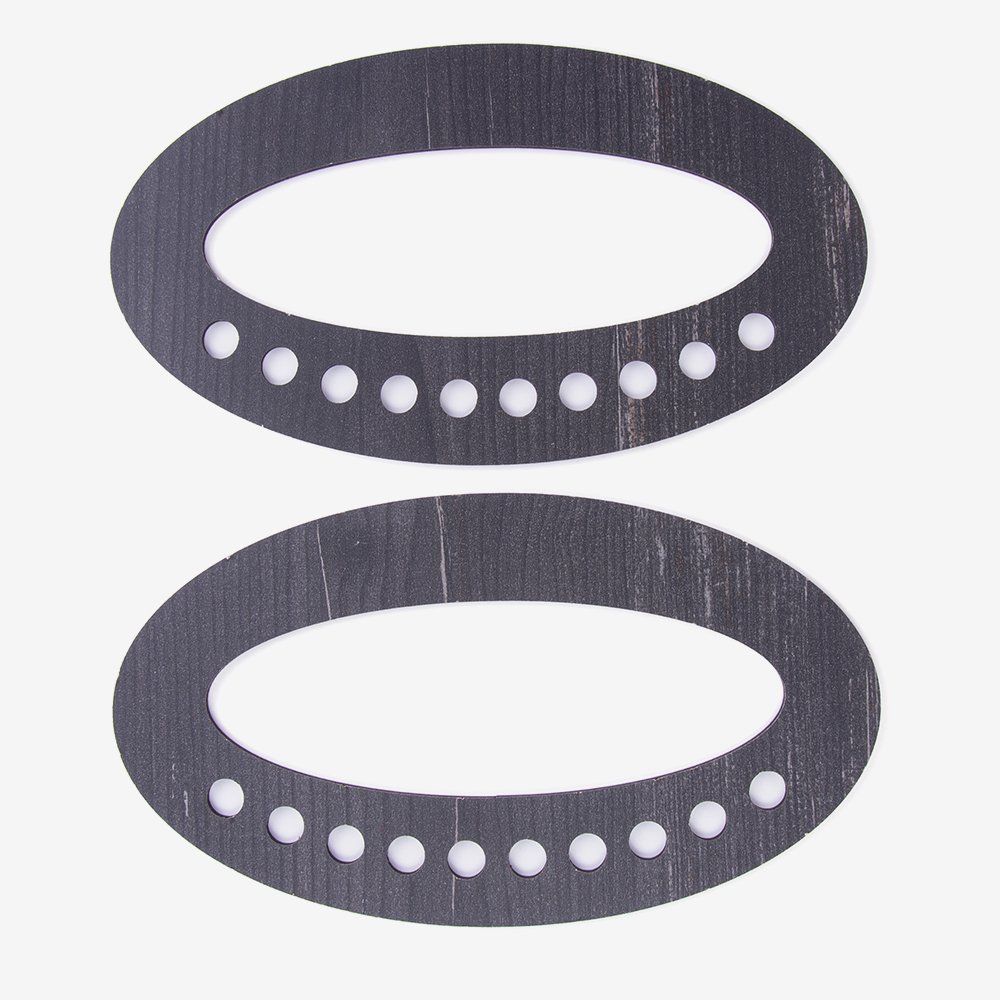 WOODEN BAG HANDLE - OVAL - 2 PIECES 16X9 CM - BLACK