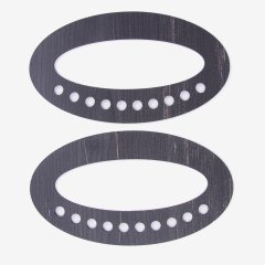 WOODEN BAG HANDLE - OVAL - 2 PIECES 16X9 CM - BLACK