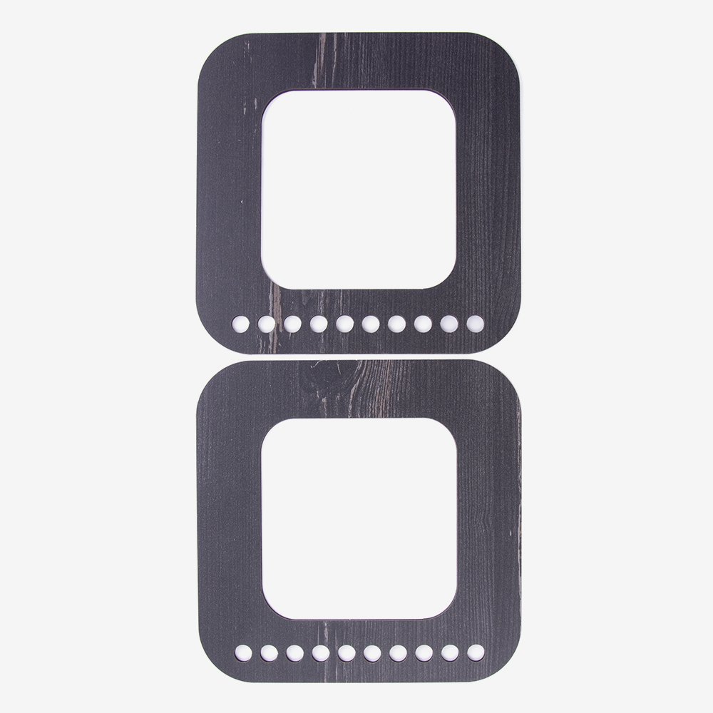 WOODEN BAG HANDLE - SQUARE - 2 PIECES 15X15 CM - BLACK