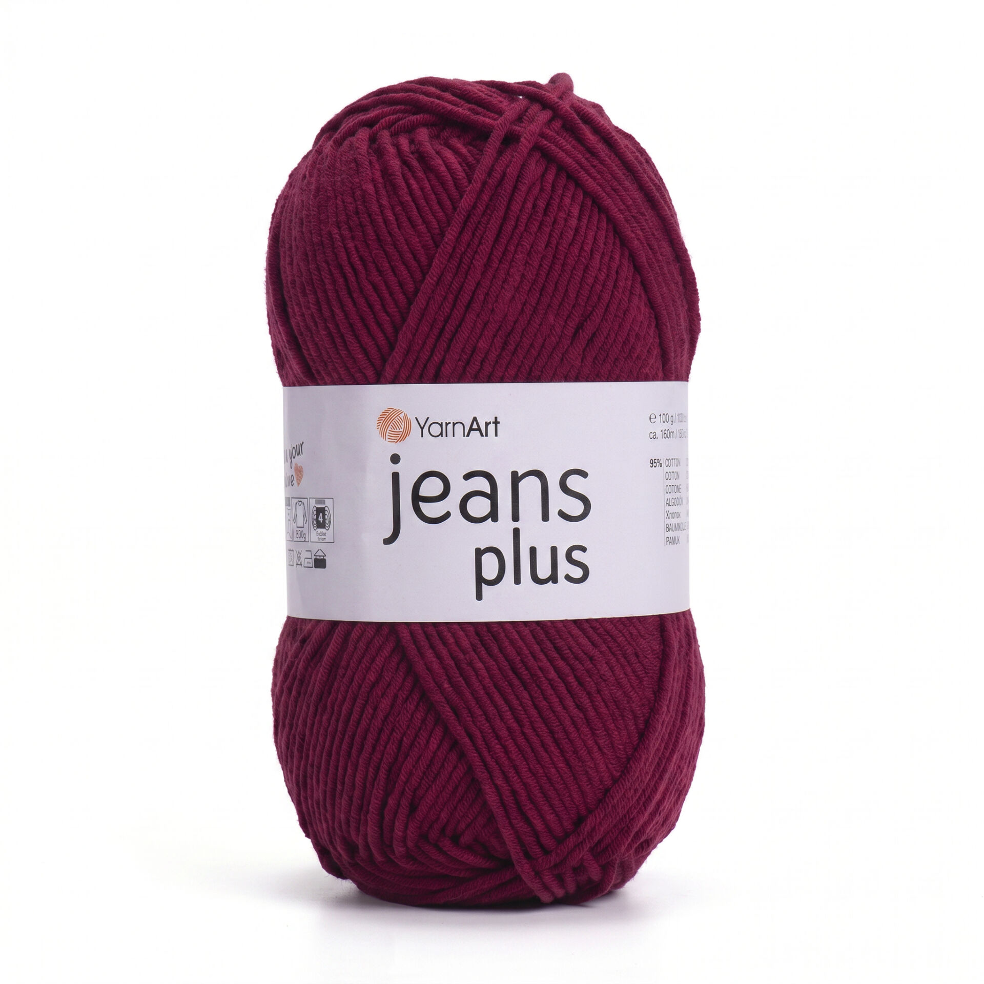 YARNART JEANS PLUS - KNITTING YARN CLARET - 66