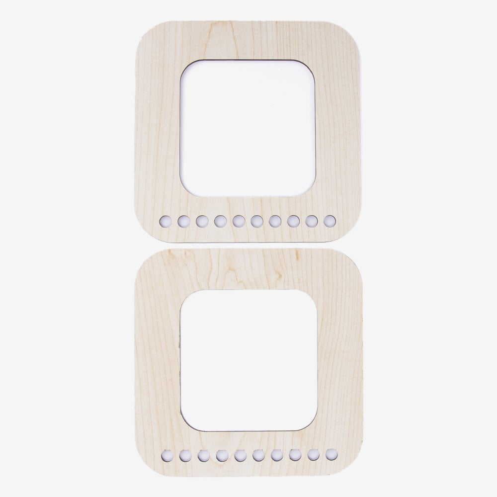 WOODEN BAG HANDLE - SQUARE - 2 PIECES 15X15 CM - MAPLE