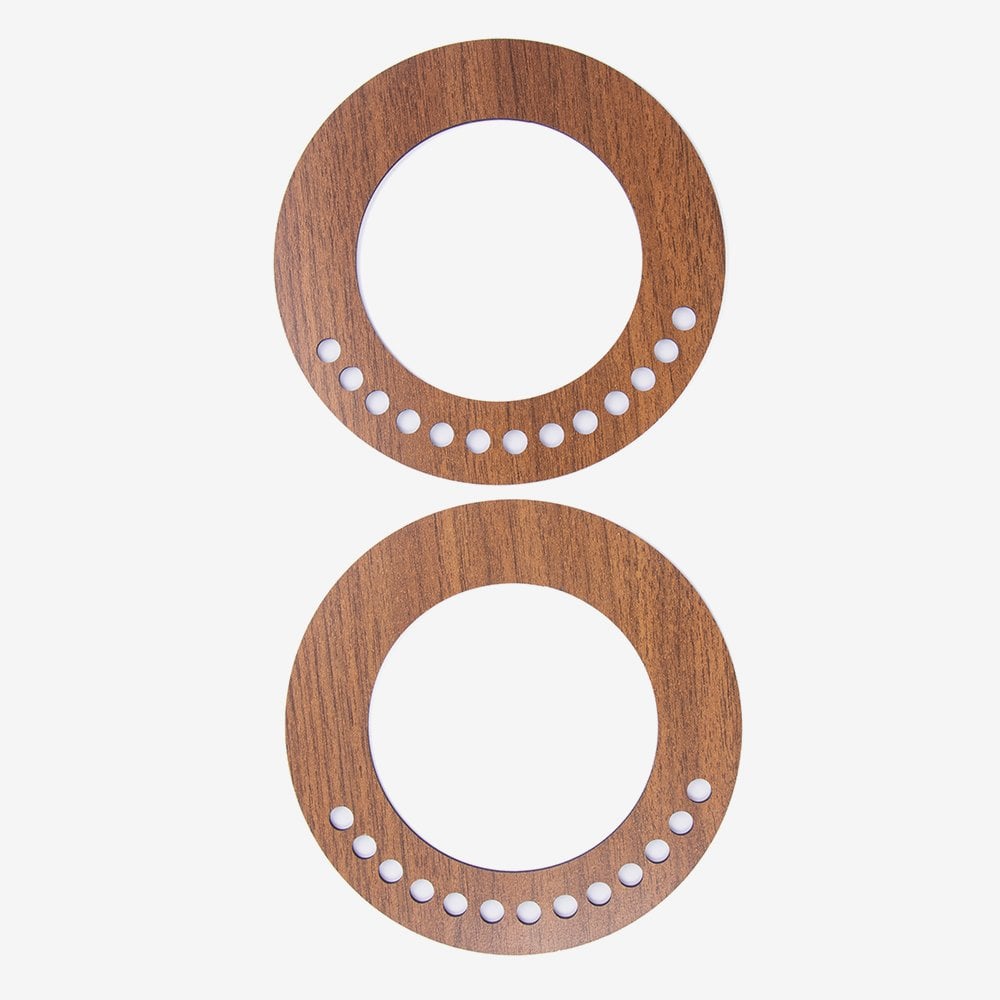 WOODEN BAG HANDLE - ROUND - 2 PIECES 15 CM - WALNUT