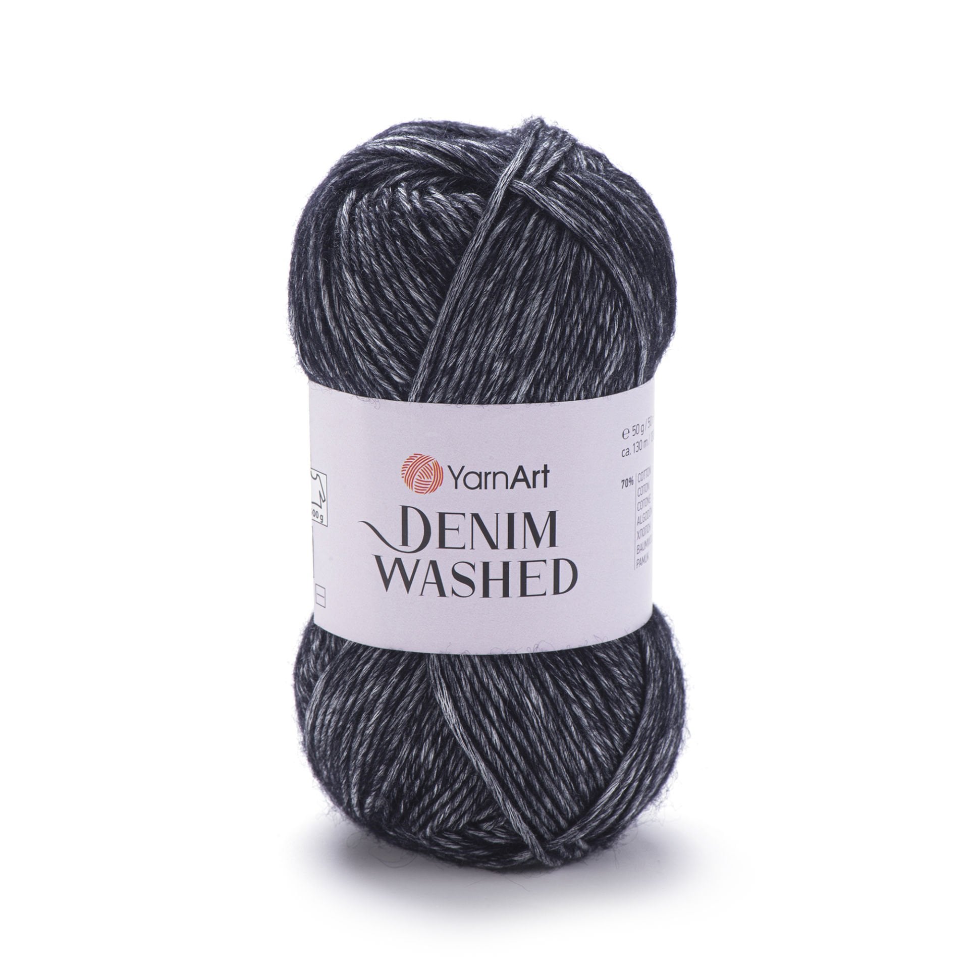 YARNART DENIM WASHED - MELANGE KNITTING YARN BLACK - 928