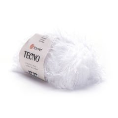 YARNART TECNO - FAUX FUR KNITTING YARN WHITE - 01