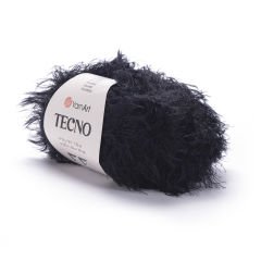 YARNART TECNO - FAUX FUR KNITTING YARN BLACK - 21
