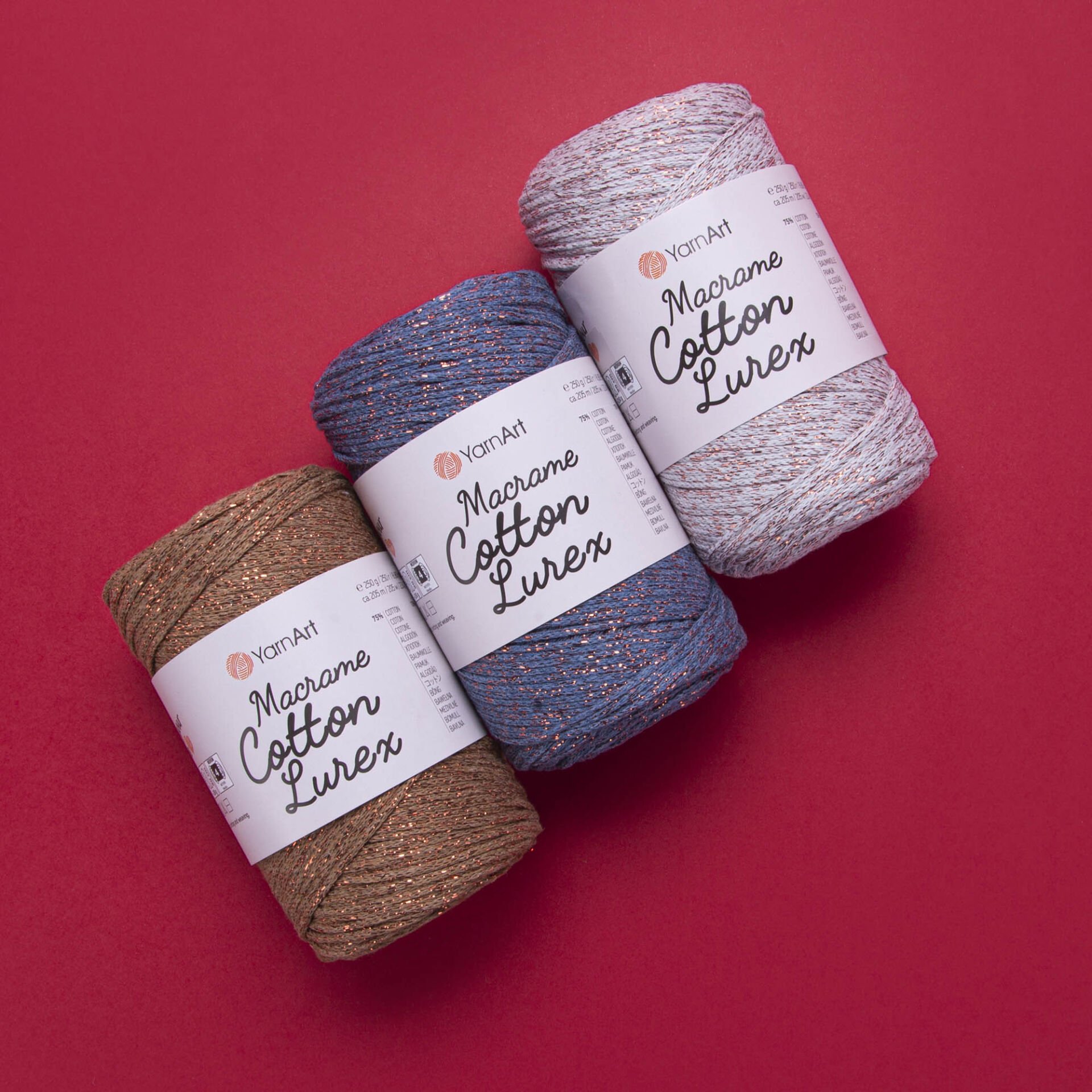 YARNART MACRAME COTTON LUREX - GLITTERY MACRAME CORD