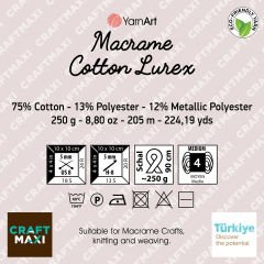 YARNART MACRAME COTTON LUREX - GLITTERY MACRAME CORD