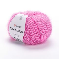 YARNART CHRISTMAS - SPARKLY KNITTING YARN CANDY PINK - 08
