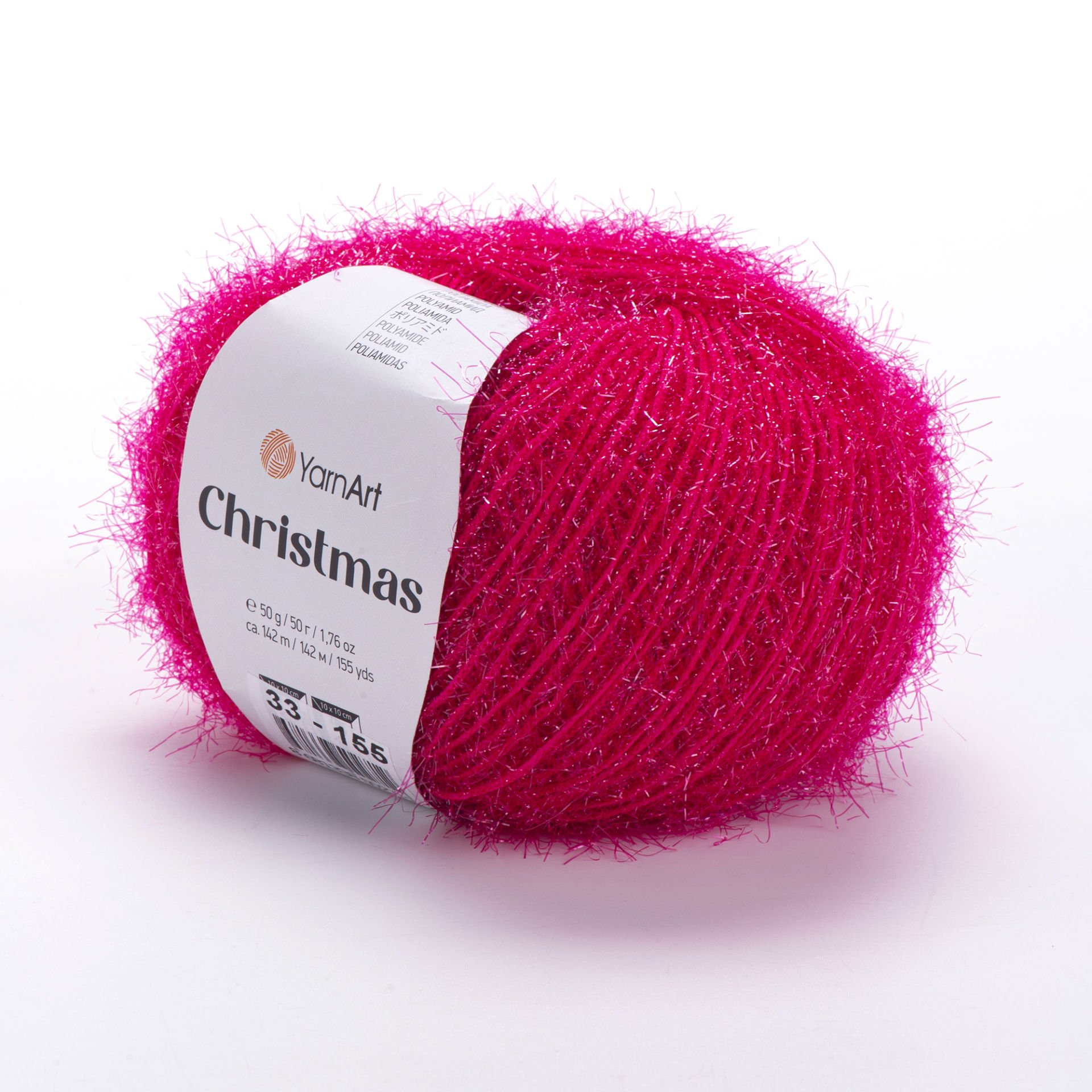 YARNART CHRISTMAS - SPARKLY KNITTING YARN DARK PINK - 33