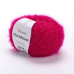 YARNART CHRISTMAS - SPARKLY KNITTING YARN DARK PINK - 33